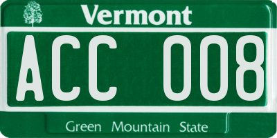 VT license plate ACC008