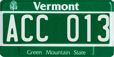 VT license plate ACC013