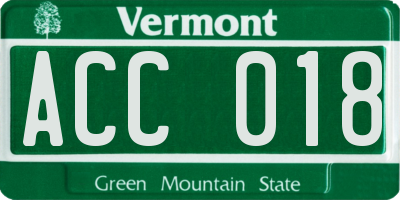 VT license plate ACC018