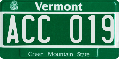 VT license plate ACC019