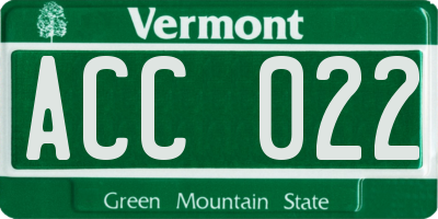 VT license plate ACC022