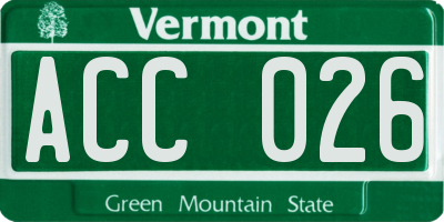 VT license plate ACC026
