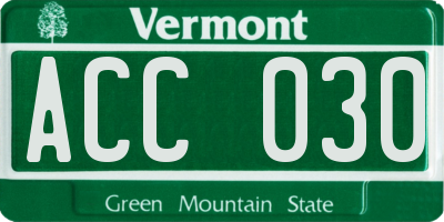 VT license plate ACC030