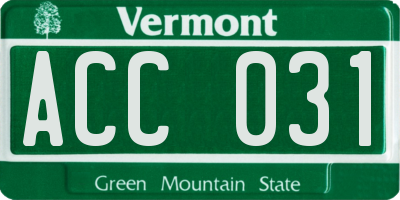 VT license plate ACC031