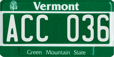 VT license plate ACC036