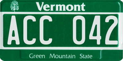 VT license plate ACC042
