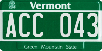 VT license plate ACC043