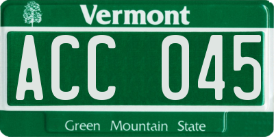 VT license plate ACC045