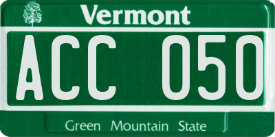 VT license plate ACC050