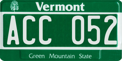 VT license plate ACC052