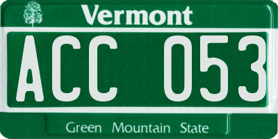 VT license plate ACC053