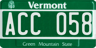 VT license plate ACC058