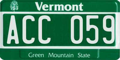 VT license plate ACC059