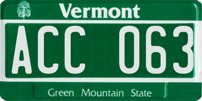 VT license plate ACC063