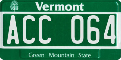 VT license plate ACC064
