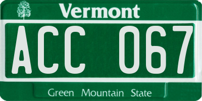 VT license plate ACC067