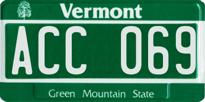 VT license plate ACC069