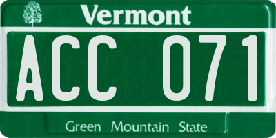VT license plate ACC071