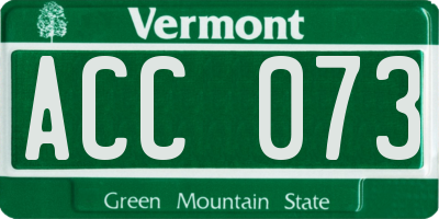 VT license plate ACC073