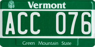 VT license plate ACC076