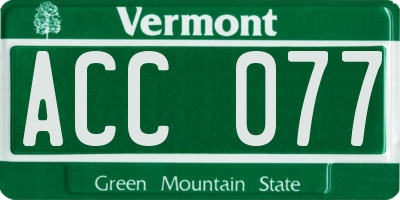 VT license plate ACC077