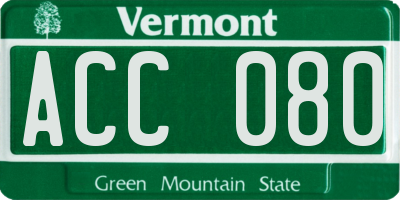 VT license plate ACC080