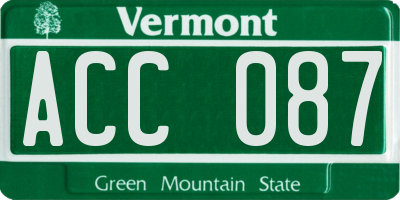 VT license plate ACC087