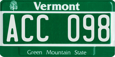 VT license plate ACC098