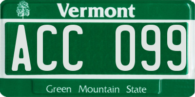 VT license plate ACC099