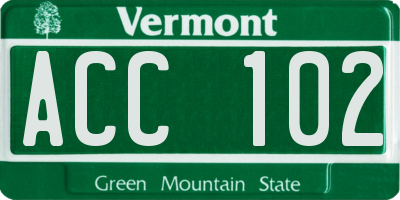 VT license plate ACC102