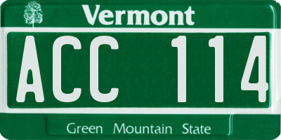 VT license plate ACC114