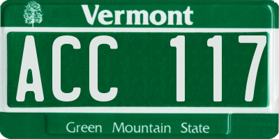 VT license plate ACC117