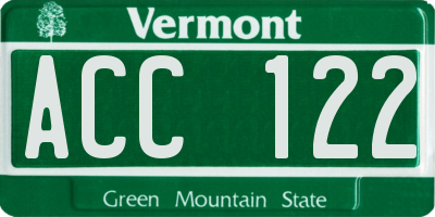 VT license plate ACC122
