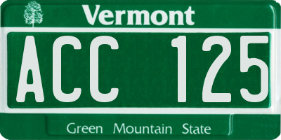 VT license plate ACC125