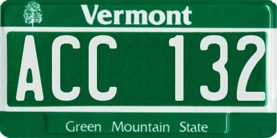 VT license plate ACC132