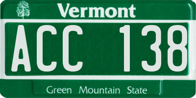 VT license plate ACC138