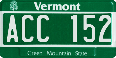 VT license plate ACC152