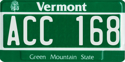 VT license plate ACC168