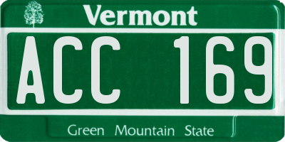 VT license plate ACC169