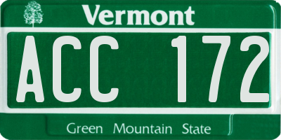 VT license plate ACC172