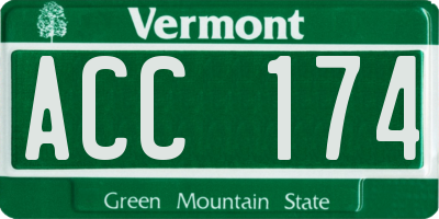 VT license plate ACC174