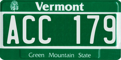 VT license plate ACC179