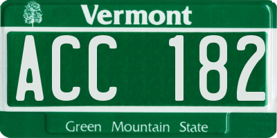 VT license plate ACC182