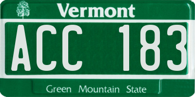 VT license plate ACC183