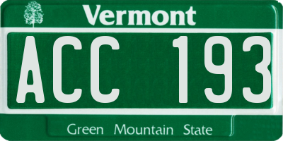 VT license plate ACC193