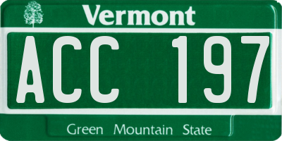 VT license plate ACC197