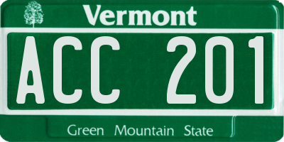 VT license plate ACC201