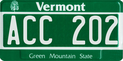 VT license plate ACC202