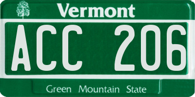 VT license plate ACC206