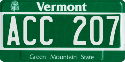 VT license plate ACC207